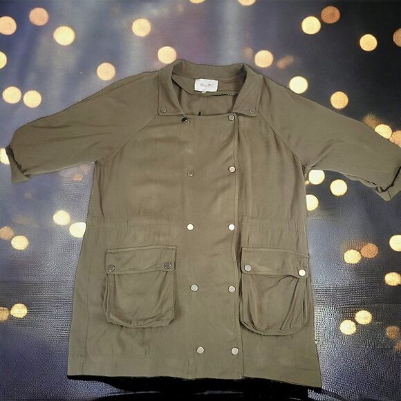 Miss Me olive Army green Native American embroidered Chevron long top jacket - Picture 4 of 10